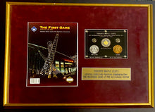 Load image into Gallery viewer, Framed Toronto Maple Leafs Inaugural Game Program With Game Proof Coins Set Silver Gold Bronze