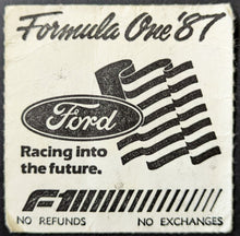 Load image into Gallery viewer, 1987 Formula 1 F1 Auto Racing Detroit Grand Prix Vintage Used Ticket Stub
