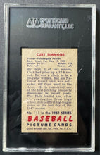 Load image into Gallery viewer, 1951 Bowman Phillies #111 Curt Simmons MLB Card SGC Graded Slabbed 84 NM 7 Vtg
