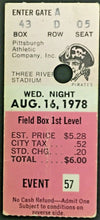 Load image into Gallery viewer, 1978 MLB Pittsburgh Pirates vs Cincinnati Reds Three Rivers Stadium Ticket Stub
