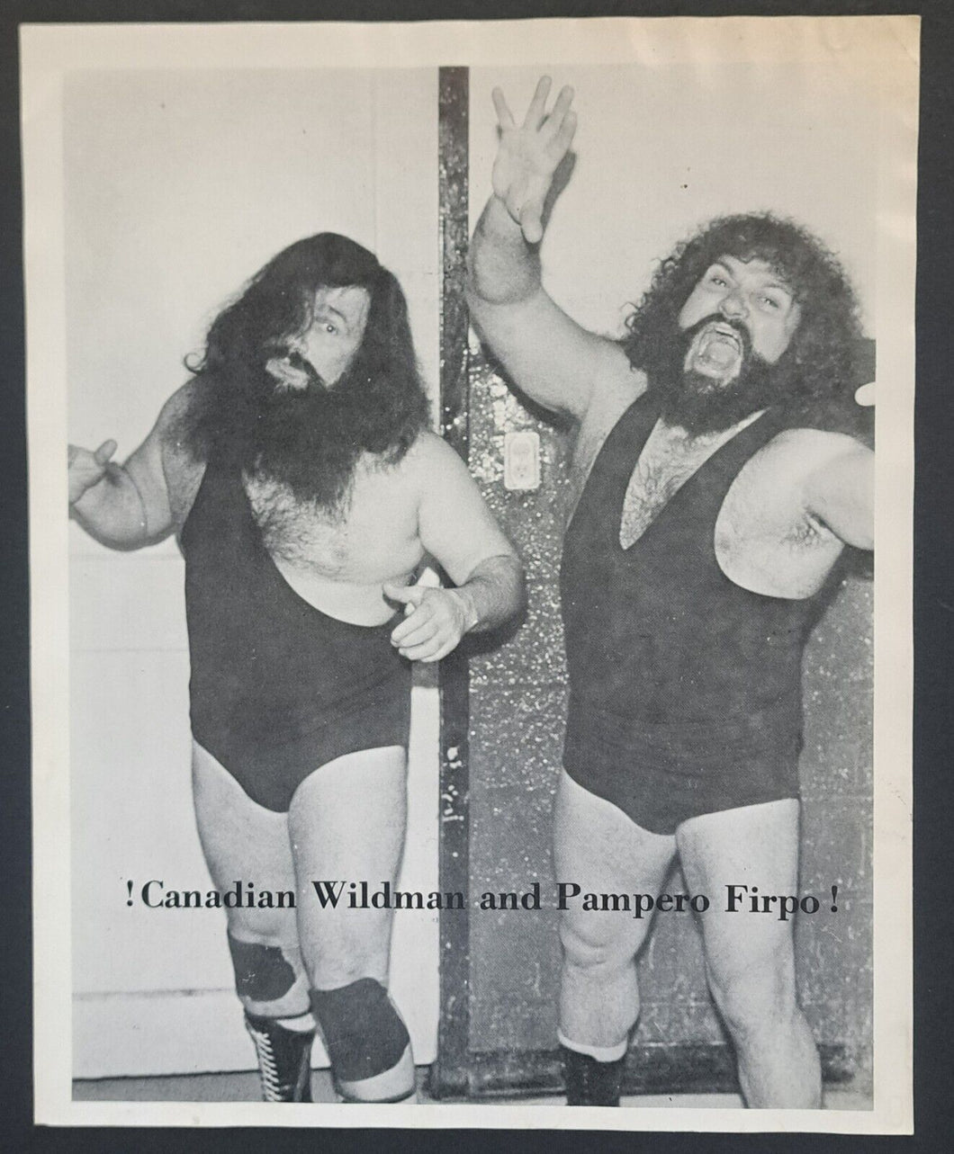 Canadian Wildman + Pampero Firpo Vintage B&W Wrestling Photo