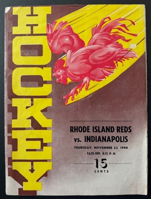 1944 American Hockey League Program Rhode Island Reds Vs Indianapolis Capitals