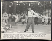 Load image into Gallery viewer, 1962 Joe DiMaggio Original Wire Photo Little League Baseball Camp Yankee Clipper
