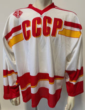 Load image into Gallery viewer, 1991 Tackla CCCP Team Issued Russian National Hockey Jersey World Juniors Size L
