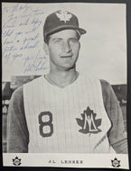 1967 Al Lehrer Signed Vintage Toronto Maple Leaf Baseball Photo Autographed IBL