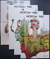 1980 Set of 4 Moscow Summer Olympic Games XXII Posters IIOC Russia VTG