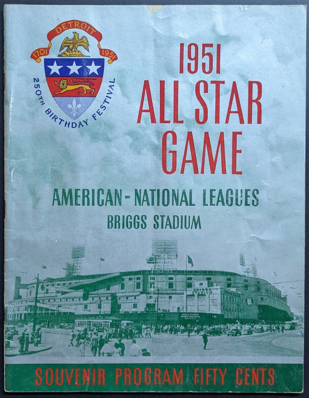 1951 MLB All Star Game Program Jackie Robinson Joe DiMaggio Ted Williams Vintage