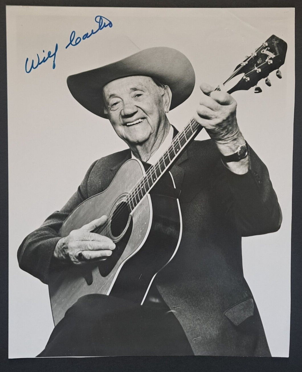 Wilf Carter Autographed Signed B&W 8x10 Photo Country Music Star Vintage