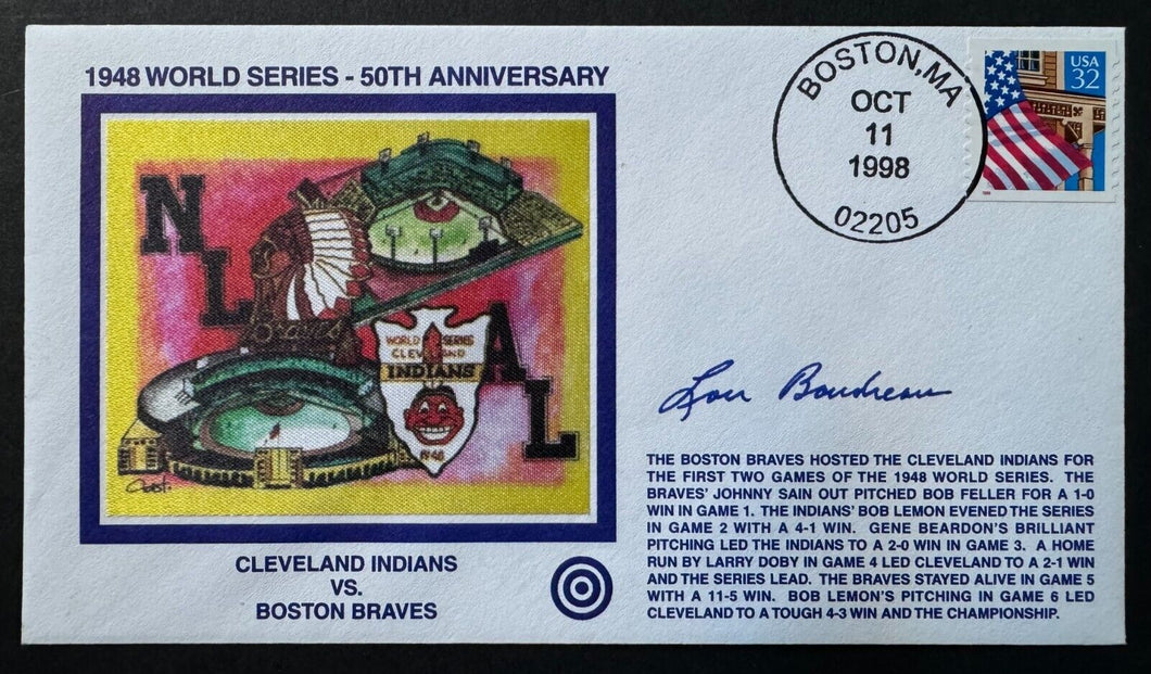 1998 Lou Boudreau Signed Cachet 50th Anniversary Cleveland Indians World Series