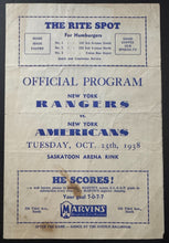 Load image into Gallery viewer, 1938 NHL Preseason Program New York Rangers vs New York Americans Hockey
