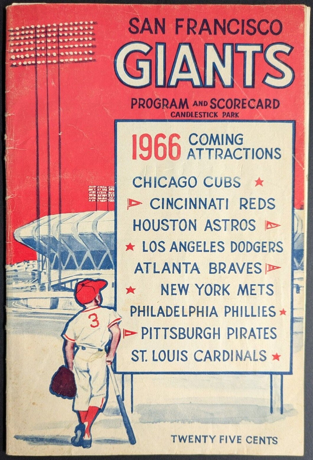 1966 San Francisco Giants Cincinnati Reds Candlestick Park Baseball Game Program
