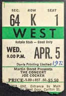 1972 Joe Cocker Concert Ticket Stub Toronto Maple Leaf Gardens Vintage Music