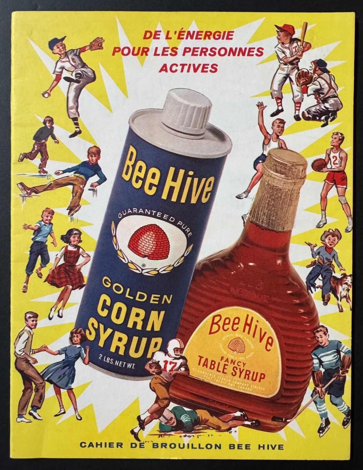 Vintage 1950s Beehive Corn Syrup Scribbler Hockey Photo Promotion Cove ...