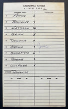 Load image into Gallery viewer, 1982 California Angels Vintage MLB Lineup Card Reggie Jackson Ruppert Jones
