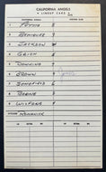 1982 California Angels Vintage MLB Lineup Card Reggie Jackson Ruppert Jones