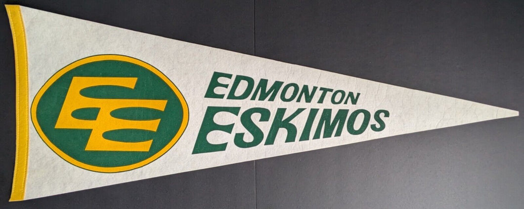 1970's Edmonton Eskimos Vintage Felt Pennant CFL Canadian Football League Banner