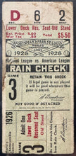 Load image into Gallery viewer, 1926 World Series Game 3 Ticket St Louis Cardinals NY Yankees Babe Ruth PSA Good
