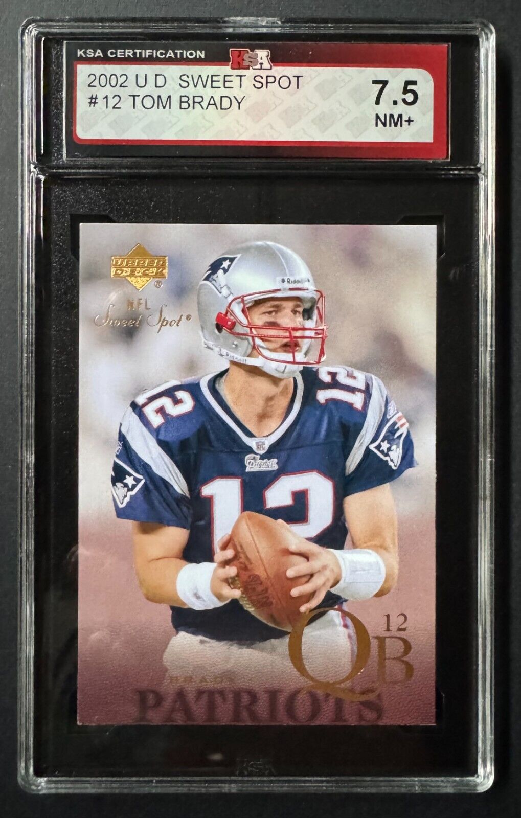 2002 Upper Deck #12 Tom Brady NFL Football Card KSA 7.5 NM+ New England Patriots