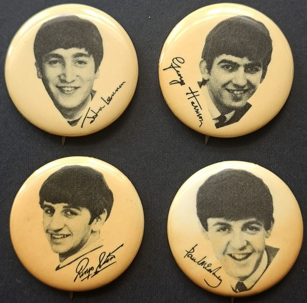 1964 The Beatles Nems Pinback Set Of Four Vintage Rock Music