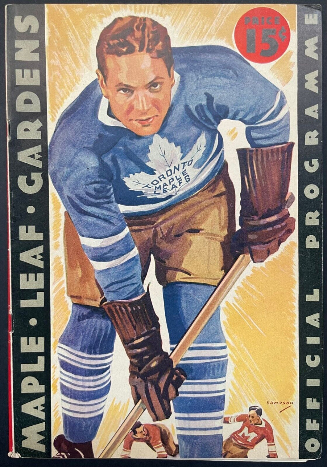 1937 Toronto Maple Leafs Program Detroit Red Wings Hockey NHL Syl Apps Vintage