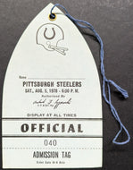 1978 Unused Steelers vs Colts Memorial Stadium NFL Official's Pass Football Game