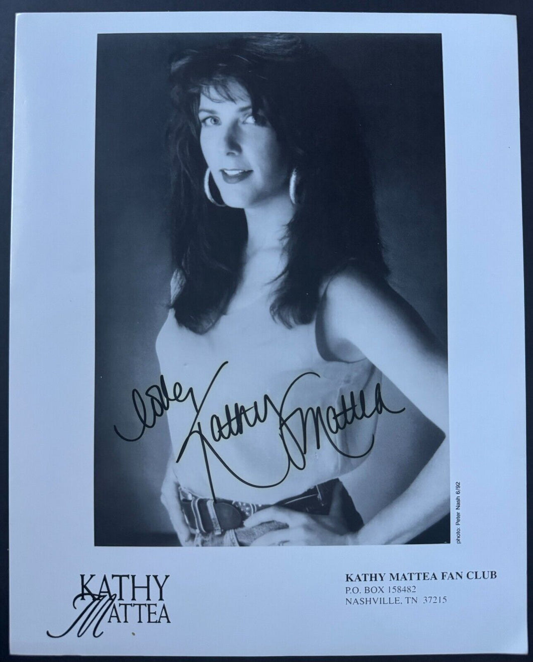 Kathy Mattea Signed Autographed 1992 Fan Club Publicity Photo Country Bluegrass