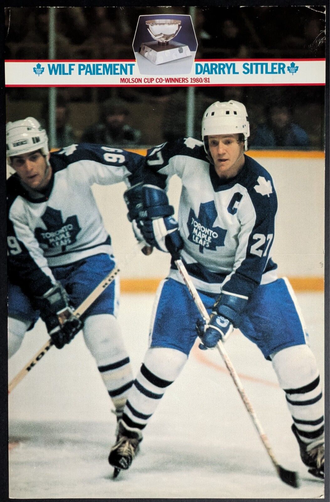 1980-81 Wilf Paiement Darryl Sittler Molson Cup Toronto Maple Leafs Poster NHL