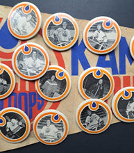 Load image into Gallery viewer, 1981-1984 Kamloops Oilers 28&quot; Pennant with 25 Different Pinbacks WHL Hockey VTG
