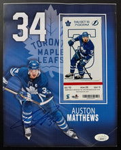Load image into Gallery viewer, Auston Matthews Signed Promotional Autographed Photo Card + Leafs Ticket JSA
