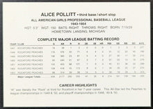Load image into Gallery viewer, Alice Pollitt Signed Autographed Rockford Peaches AAGPBL Baseball Card Vtg
