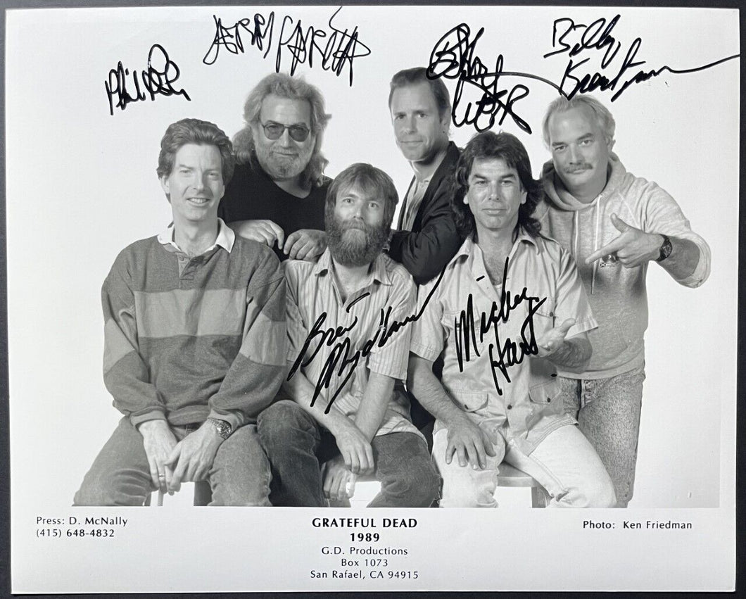 1990 Grateful Dead Signed Photo Autographed All 6 Members Jerry Garcia + JSA LOA