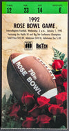 1992 Rose Bowl Game Ticket + Magazine Cover NCAA Football Huskies Wolverines VTG