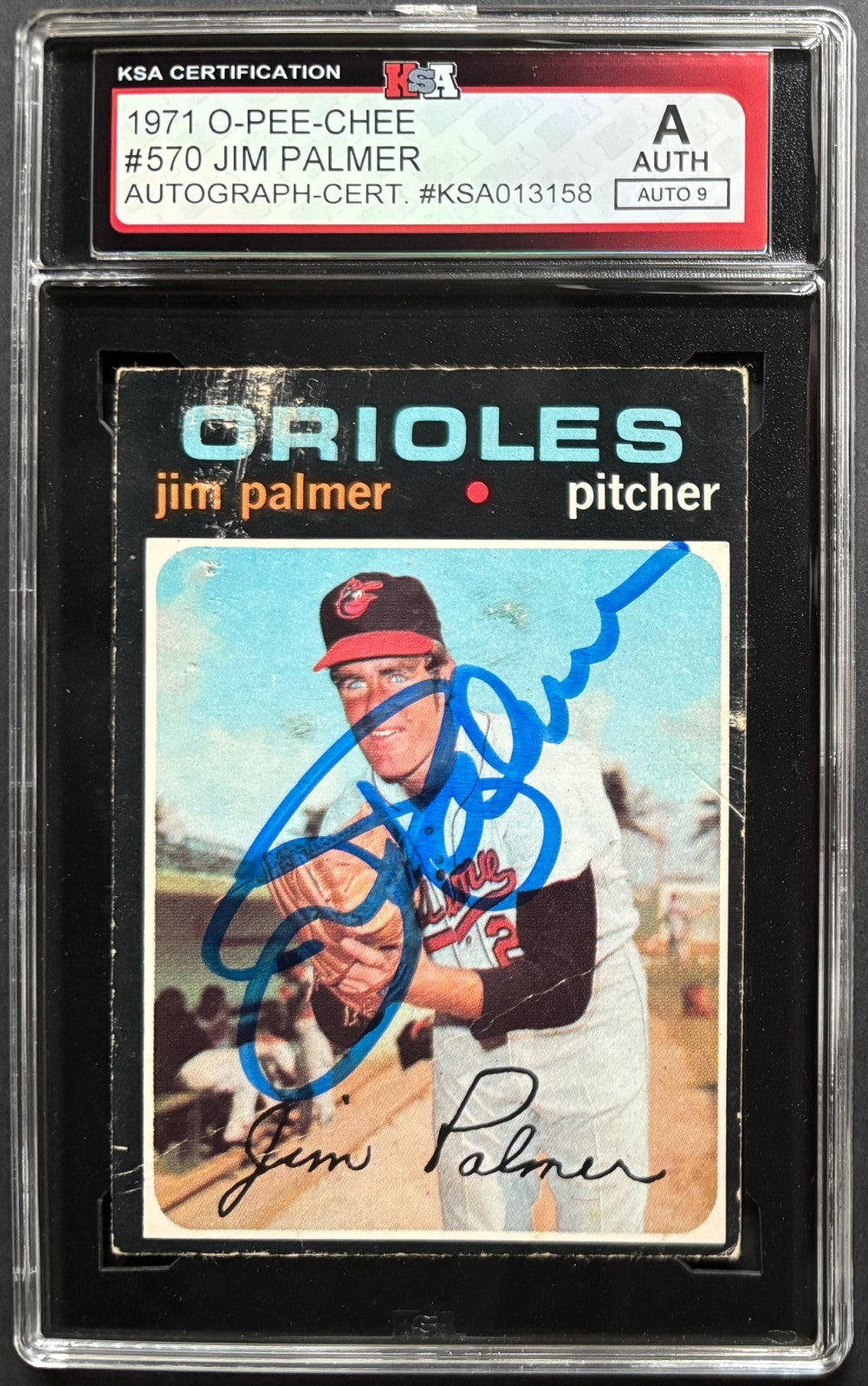1971 O-Pee-Chee OPC #570 Jim Palmer Signed MLB Baseball Card KSA Grade – Glory Days Collectibles