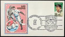 Load image into Gallery viewer, Baseball 50th Anniversary Hall Of Fame Vintage Cachet Lou Gehrig Stamp Yankees
