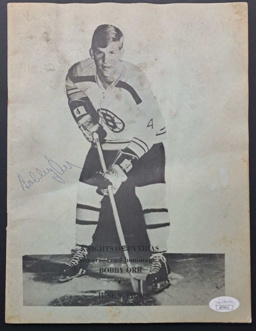 1969 Bobby Orr Boston Bruins Autographed Signed Banquet Program NHL Hockey JSA