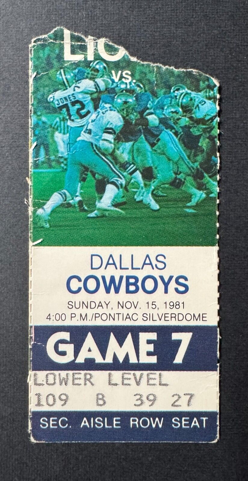 1981 Pontiac Silverdome Ticket Stub Detroit Lions Dallas Cowboys NFL Football