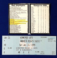 1995 Paul Kariya First NHL Goal Winnipeg Arena Vintage Game Ticket Record