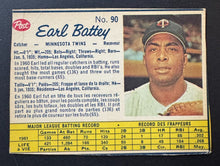 Load image into Gallery viewer, 1962 Post Canadian Cereal Earl Battey Minnesota Twins Baseball Card MLB
