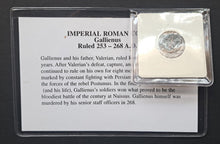Load image into Gallery viewer, Vintage Imperial Roman Coin Gallienus 253 AD - 268 AD COA ICS Historical
