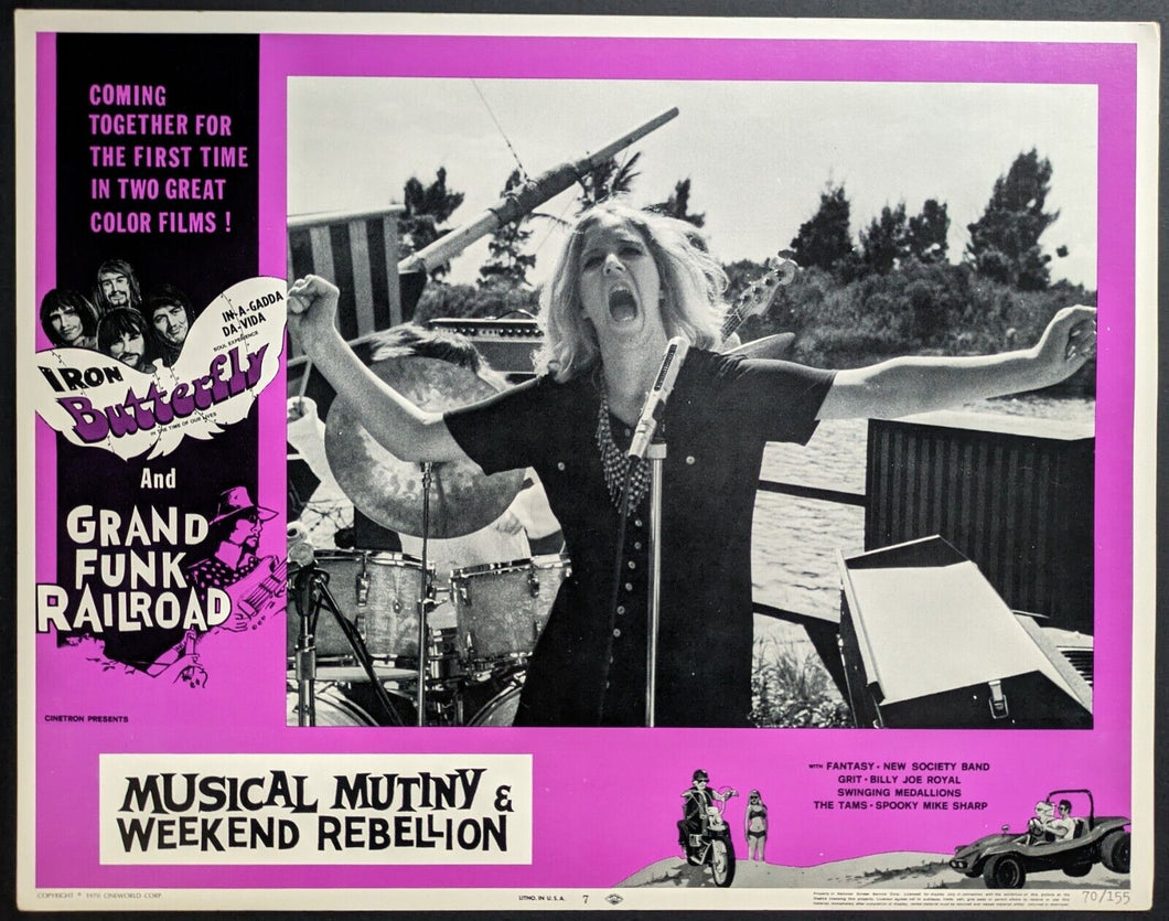1970 Musical Mutiny & Weekend Rebellion Movie Iron Butterfly GFR Lobby Card