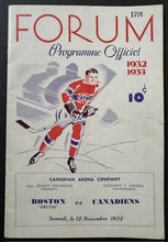 Load image into Gallery viewer, 1932 Montreal Canadians Season Opening Game Program Vs Boston Bruins Vintage NHL
