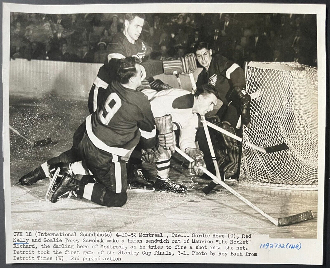 1952 Stanley Cup Final Photo Rocket Richard Gordie Howe Red Wings Canadiens NHL