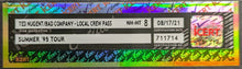 Load image into Gallery viewer, 1995 Ted Nugent+Bad Company Local Crew Stage Backstage Pass Graded NM-MT 8 iCert
