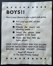 Load image into Gallery viewer, 1964/65 Toronto Star Hockey Photo Maple Leafs Carl Brewer Contest On Reverse NHL
