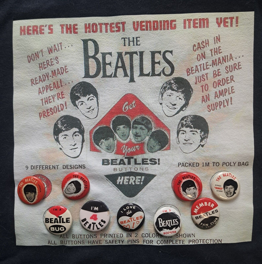 1960's The Beatles Vending Item Pinbacks x8 Vintage Trade Ad Buttons T-Shirt