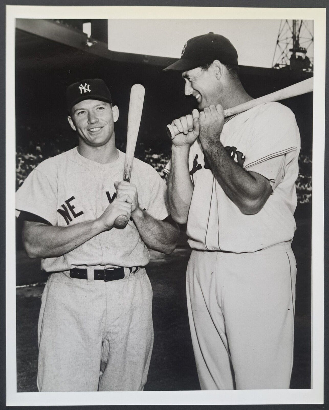 1956 Mickey Mantle Ted Williams Photo New York Yankees Boston Red Sox MLB VTG