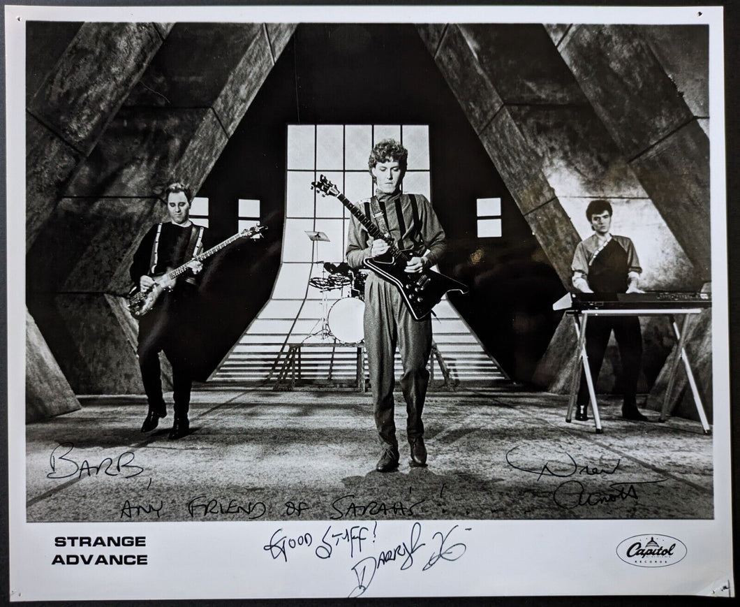 1984 Strange Advance Publicity Autographed Promo Photo Signed x3 New Wave Band