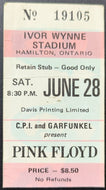 1975 Pink Floyd Hamilton Concert Ticket Stub Music Dark Side of The Moon