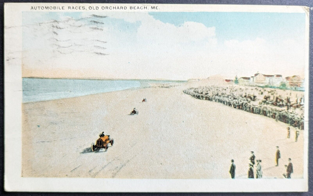 1911 Automobile Races Old Orchard Beach Maine Vintage Postcard Racecars
