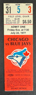 1977 Toronto Blue Jays Inaugural Season Full Unused MLB Ticket Chicago White Sox